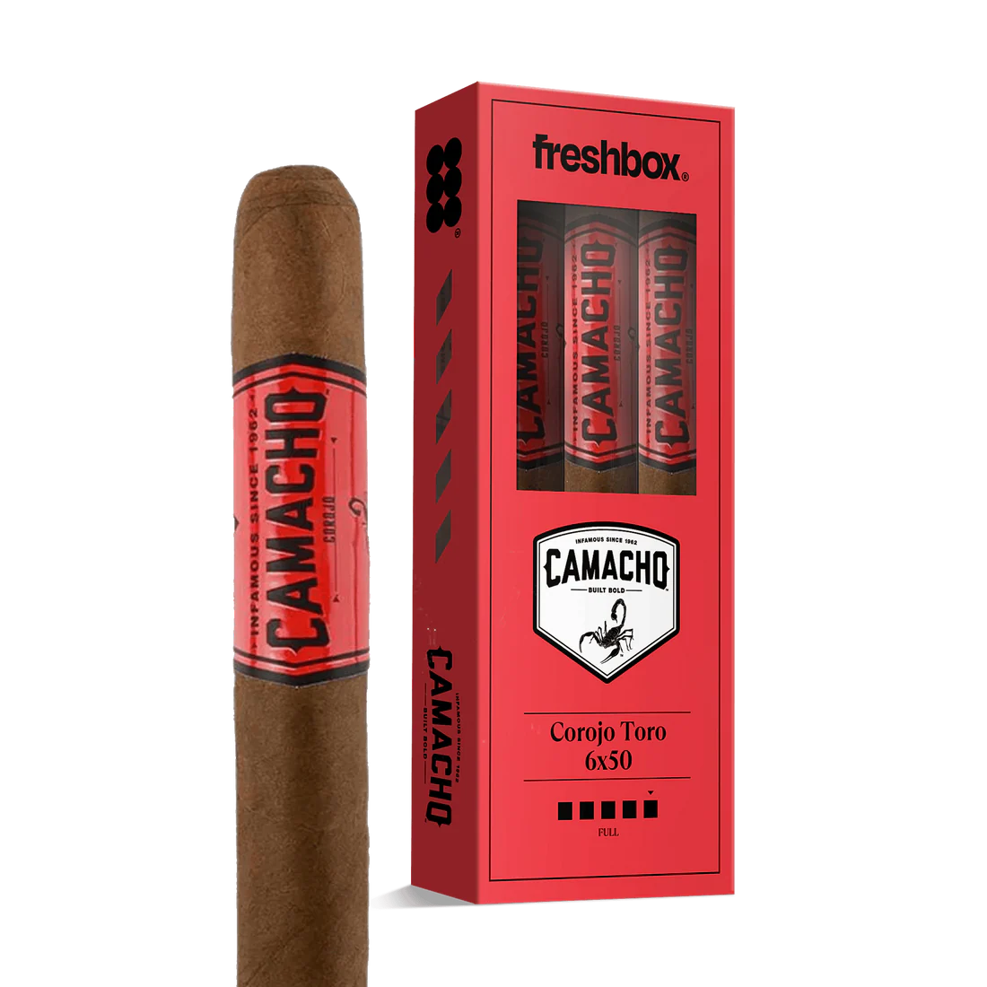 Camacho Corojo Toro 6x50 FreshBox Cigars - 3pk - 6ct