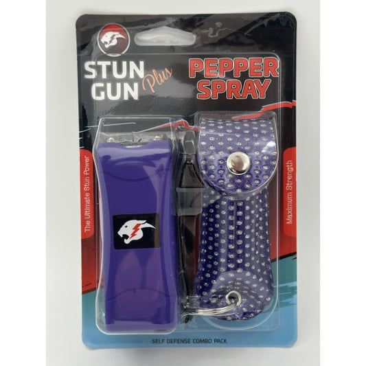 Stun Gun & Pepper Spray - Purple Bling