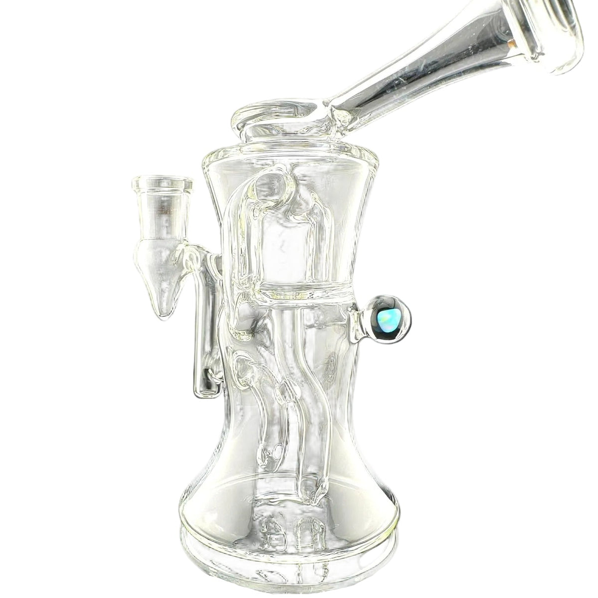 Iridescent Glass - Puffco Top - 8" Clear Gilcycler With Encased Opal