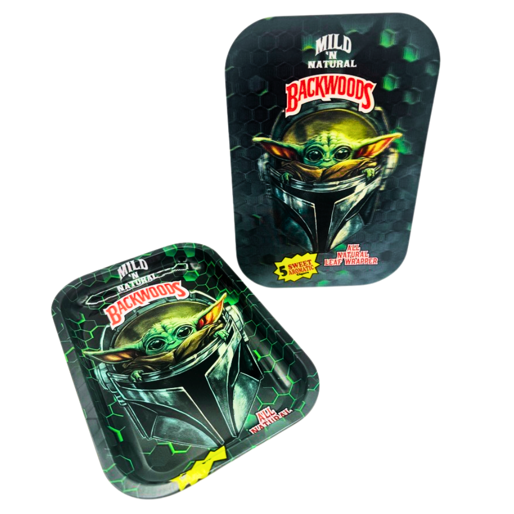 Backwoods - Medium (9"x6") - Metal Rolling Trays 3D Design w/ Magnetic Lid - Assorted Designs