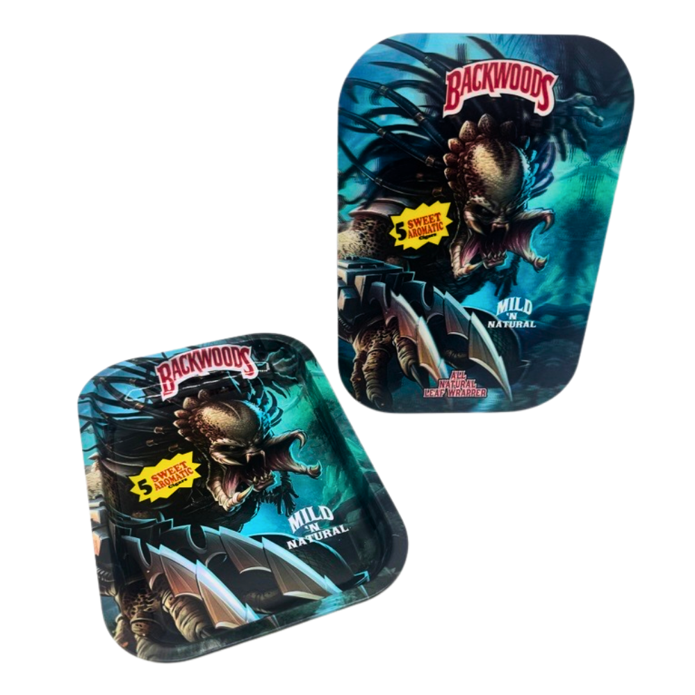 Backwoods - Medium (9"x6") - Metal Rolling Trays 3D Design w/ Magnetic Lid - Assorted Designs