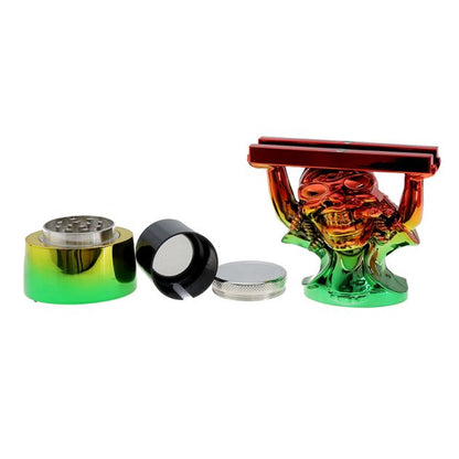 Grinders - 4pc 36mm Metallic Jamaican Man Design - 6ct [ #27 ]