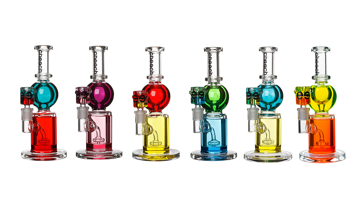 Cheech Glass Two-Tone Glycerin Ball Beaker Water Pipe Assorted Colors 9"