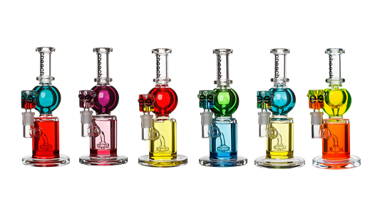 Cheech Glass Two-Tone Glycerin Ball Beaker Water Pipe Assorted Colors 9"