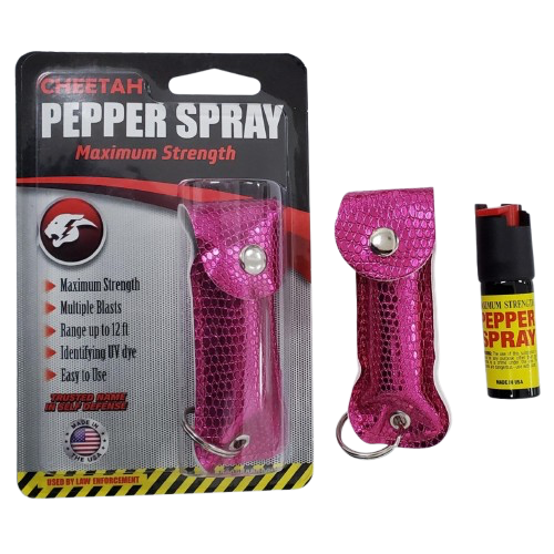 Jaguar - Pepper Spray Keychain - Pink Snake - 1/2oz - CH-31