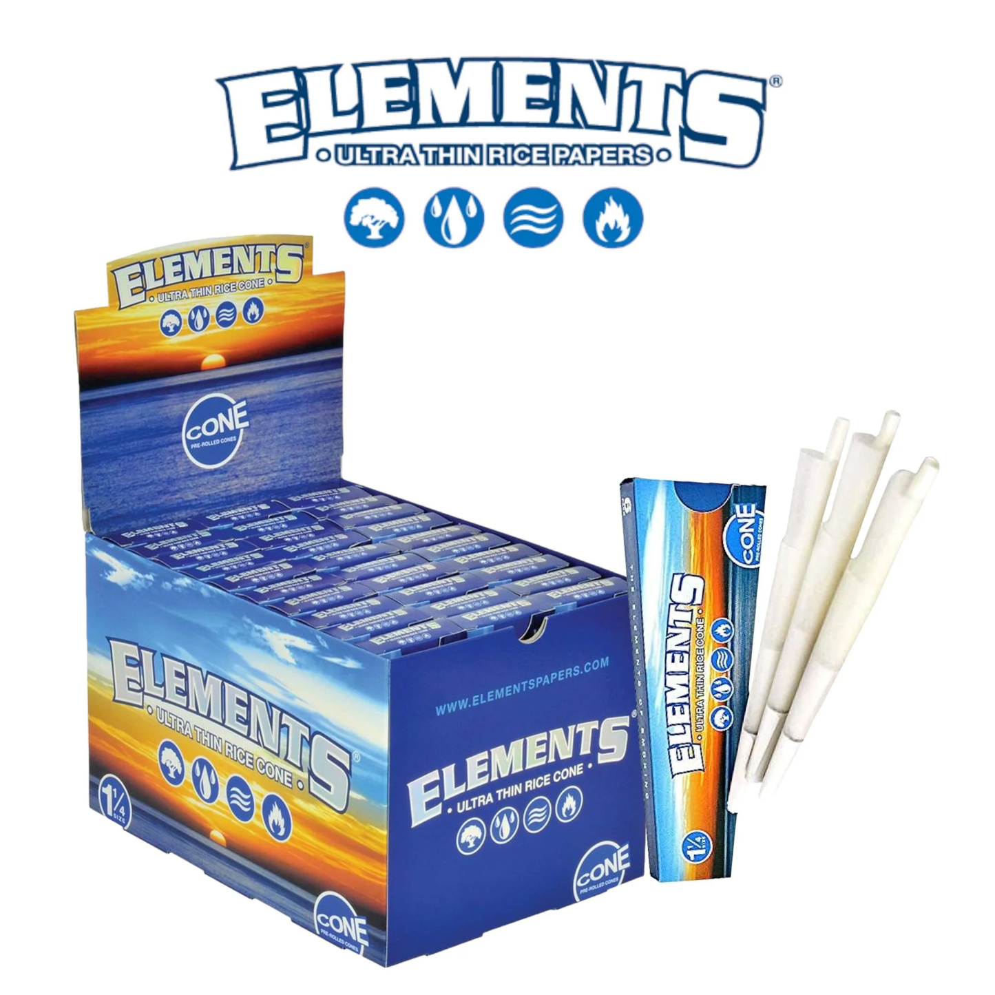 Elements - Cones - Rice 1 1/4 6pk - 30Ct Box