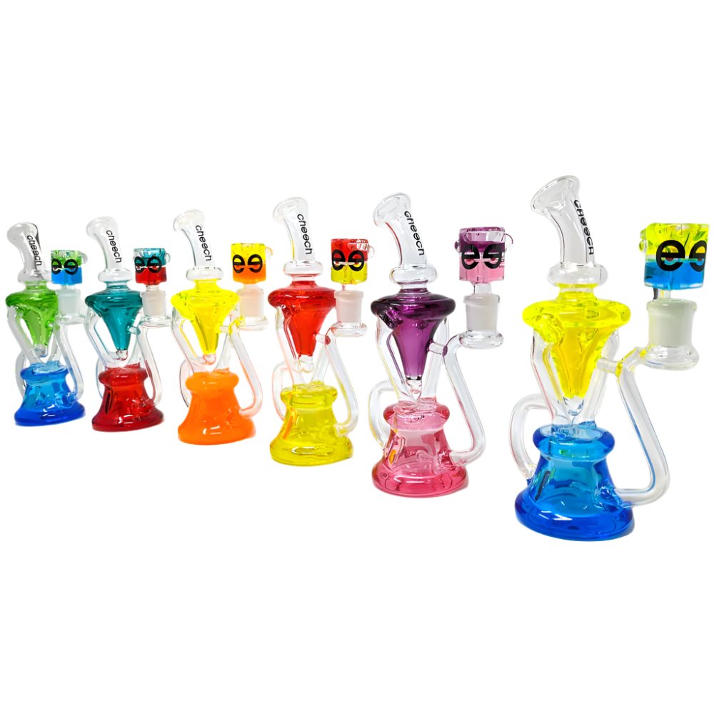 Cheech Glass Two-Tone Glycerin Recycler Water Pipe Asst 8"