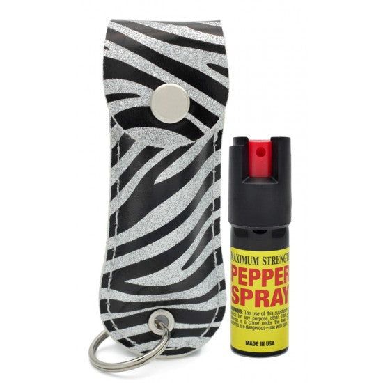 Jaguar - Pepper Spray Keychain - Silver Zebra - 1/2oz - CH-31