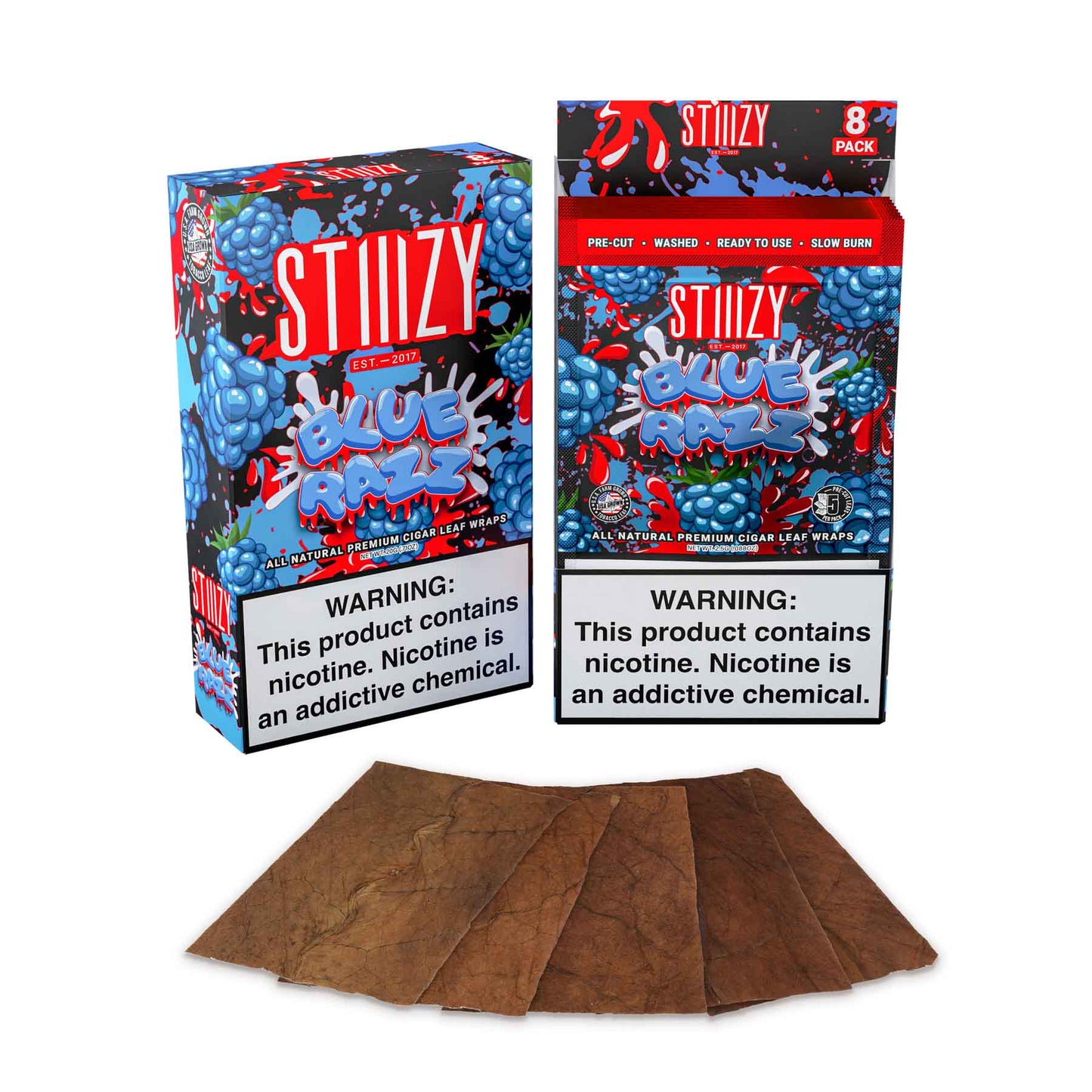 Stiiizy - Leaf Wraps - Blue Razz - 8ct