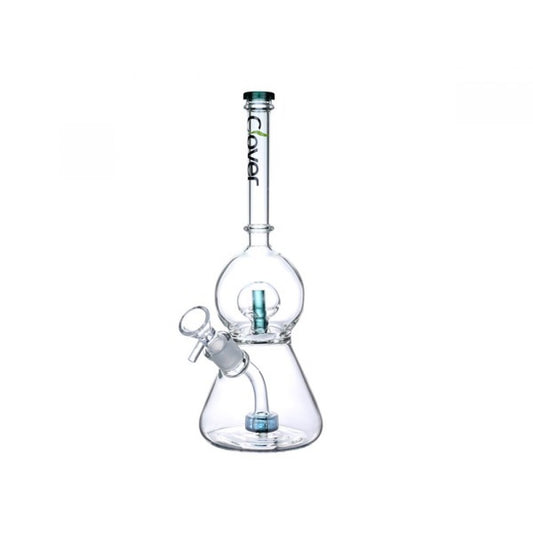 Clover Glass - Globe Perc Water Pipe - Mint Green 12.2" (M