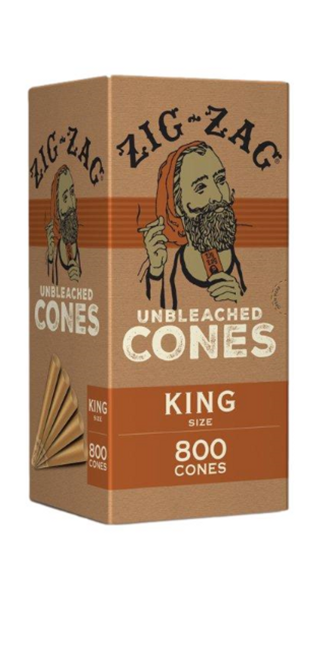 Zig Zag - Cones - Unbleached - King - 800ct Box