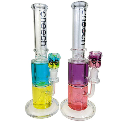 Cheech Glass TWO-TONE Glycerin Water Pipe -UV Yellow/Blue 13"