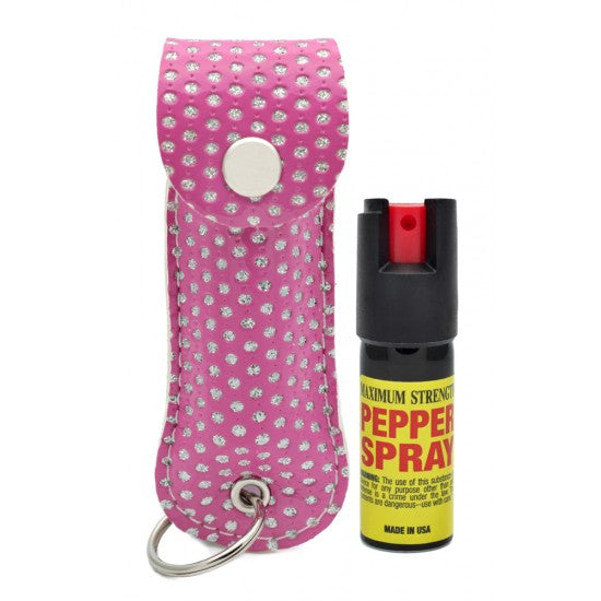 Jaguar - Pepper Spray Keychain - Pink Bling - 1/2oz - CH-31