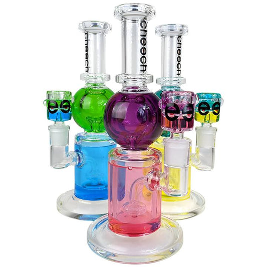 Cheech Glass Two-Tone Glycerin Ball Beaker Water Pipe Assorted Colors 9"