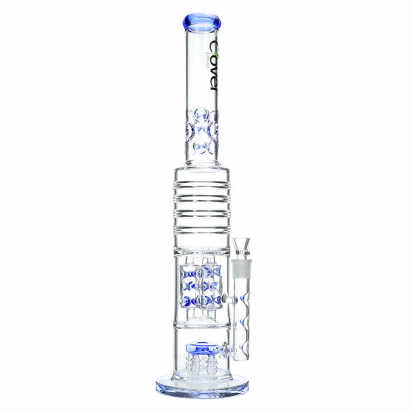 Clover Glass - Multi Chamber Perc Straight Water Pipe 18F - Black 21.7" [CG-WPA-234]