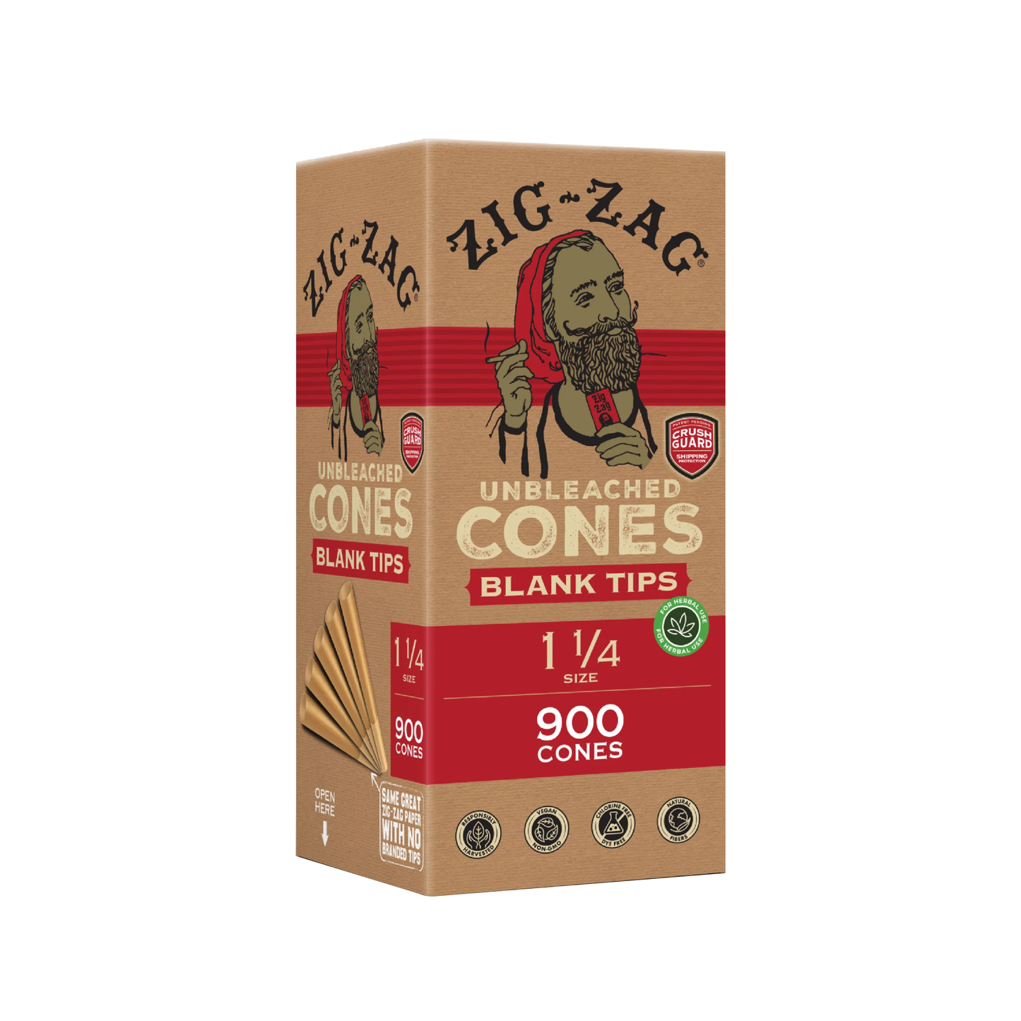 Zig Zag - Cones - Unbleached - 1 1/4 - 900ct Box