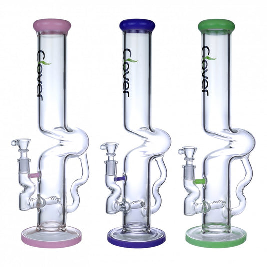 Clover Glass - 15.5" - Kink Zong Dual Perc - Water Pipe - Blu