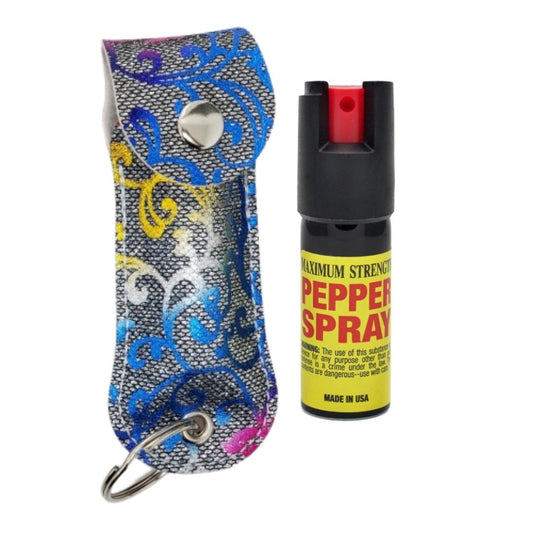 Jaguar - Pepper Spray Keychain - Silver Flower  - 1/2oz - CH-31