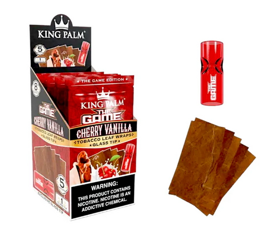 King Palm - Tobacco Leaf Wraps - The Game w/ Glass Tip - Cherry Vanilla 5pk - 8ct