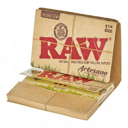 Raw - Organic Hemp Artesano Papers - 1 ¼ Size + Tips - 15pk