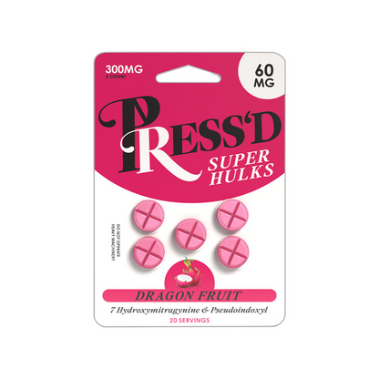 Press'd - Pseudo + 7-OH Tabs - Super Hulks - 60mg - 5pk - 10ct