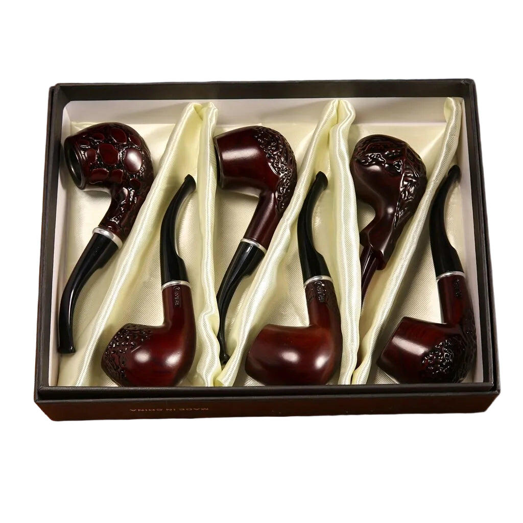 Feng Shun 5.5" Wooden 2 Sherlock Hand Pipes - 6ct