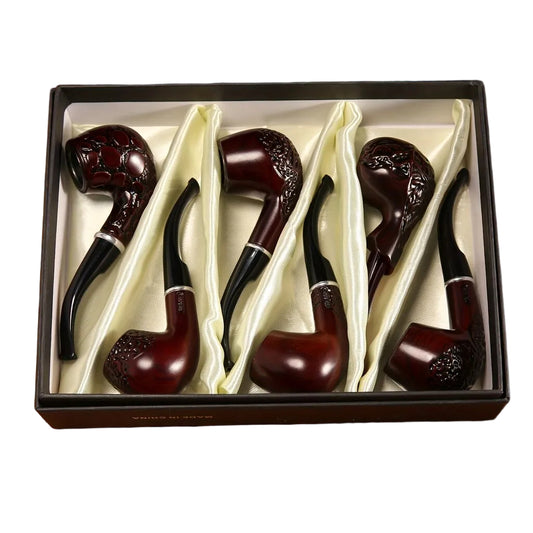 Feng Shun 5.5" Wooden 2 Sherlock Hand Pipes - 6ct