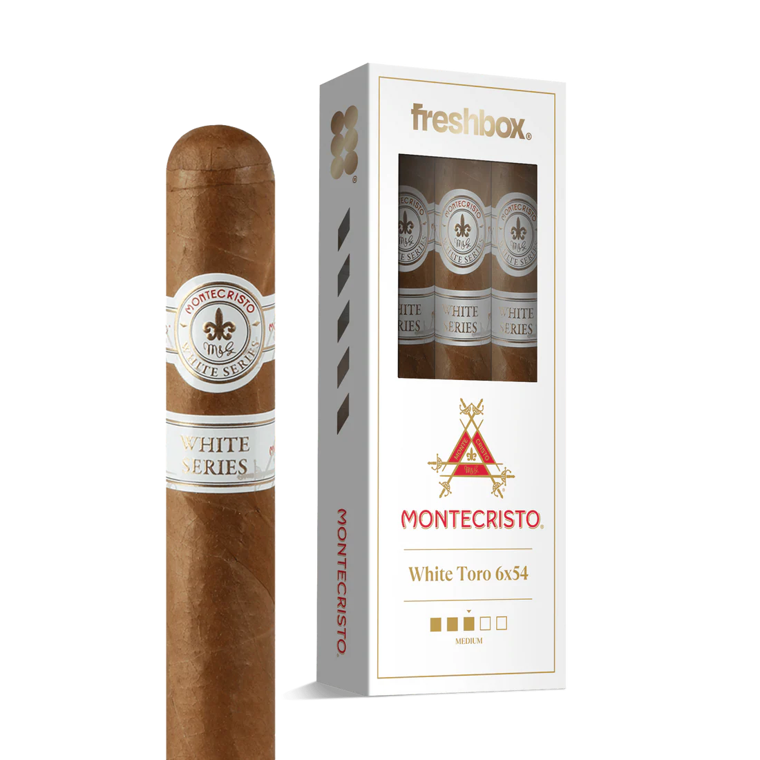 Montecristo White Toro 6x54 FreshBox Cigars - 3pk - 6ct
