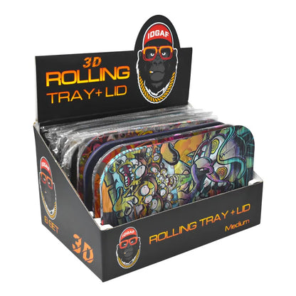 Metal 3D Medium Rolling Tray w/ Lid - 8ct - Design 2