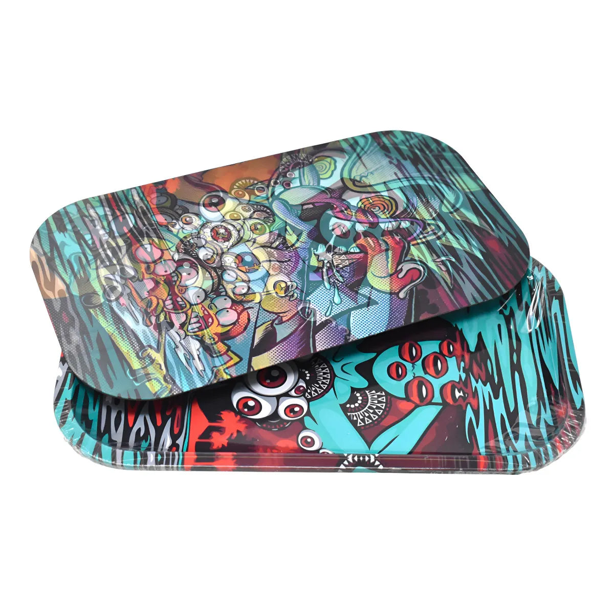 Metal 3D Medium Rolling Tray w/ Lid - 8ct - Design 2