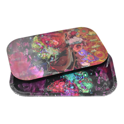 Metal 3D Medium Rolling Tray w/ Lid - 8ct - Design 2
