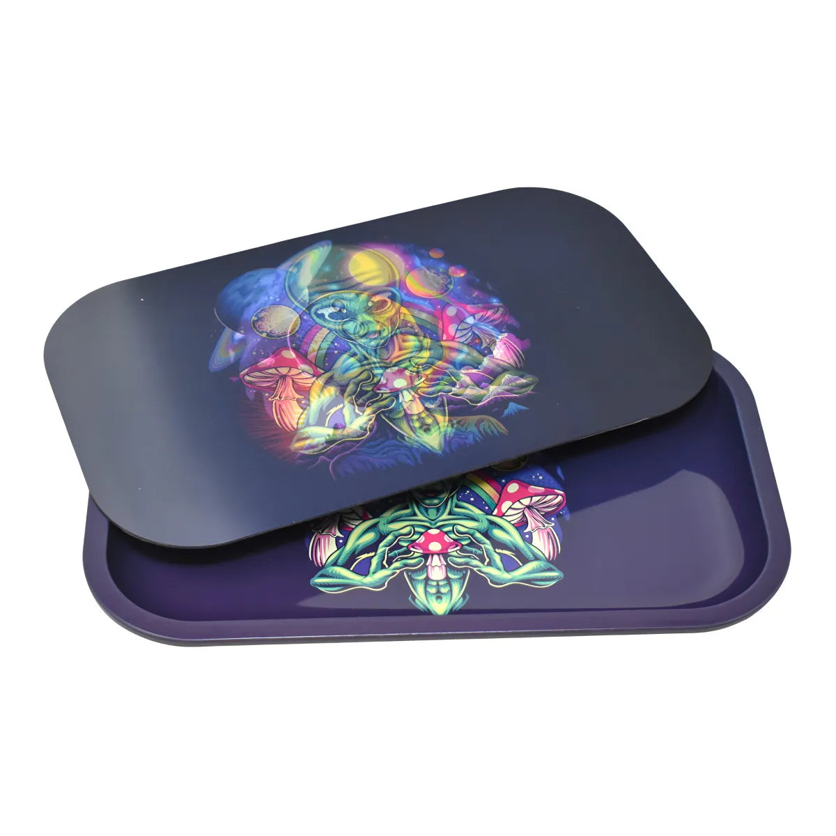 Metal 3D Medium Rolling Tray w/ Lid - 8ct - Design 2
