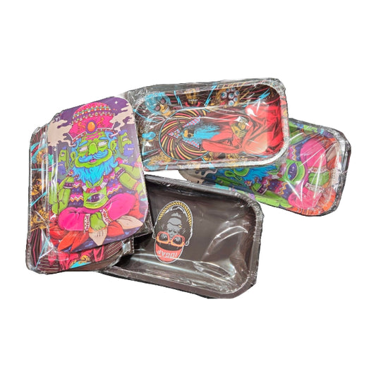 IDGAF Rolling Trays - Metal w/ Lid - Small A - 12ct