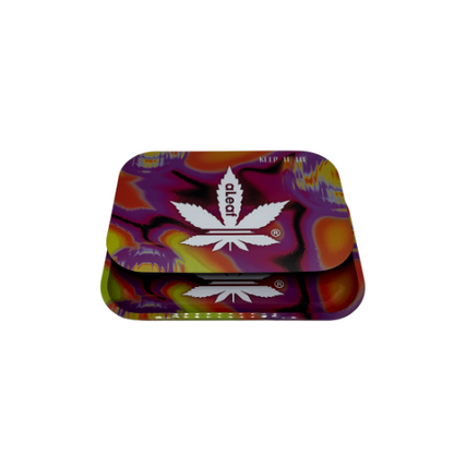 Aleaf Medium Metal Rolling Tray with Lid - Assorted Designs