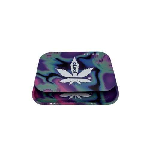 Aleaf Medium Metal Rolling Tray with Lid - Assorted Designs