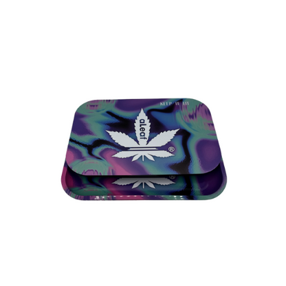 Aleaf Medium Metal Rolling Tray with Lid - Assorted Designs