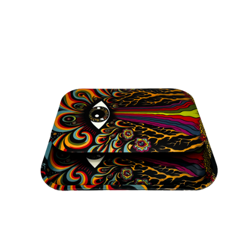 Aleaf Medium Metal Rolling Tray with Lid - Assorted Designs