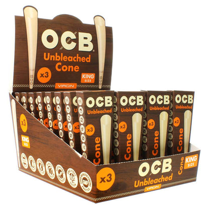 OCB - Cones - Virgin King Size Unbleached 3pk - 32ct