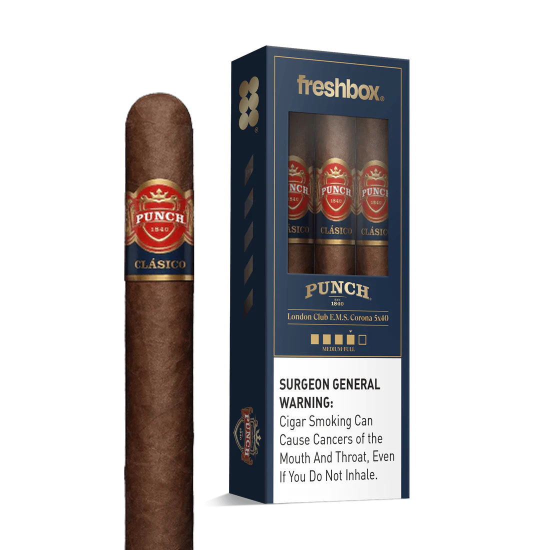 Punch London Club E.M.S. 5x40 FreshBox Cigars - 3pk - 6ct
