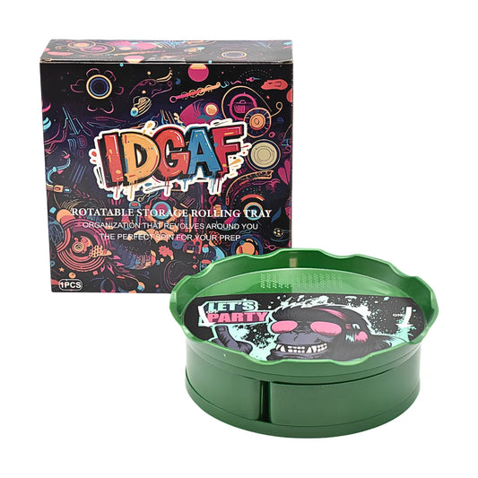 IDGAF - Rotatable Rolling Tray w/ Storage - 8.5" - Assorted