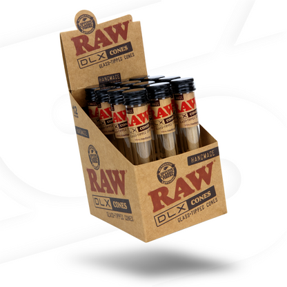 Raw - DLX Glass Tip Cones - 12ct - King Size