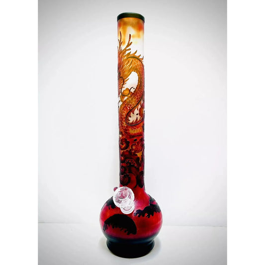 WP - 18" Soft Glass Sandblasted - Firestorm Dragon [ G116 ] +