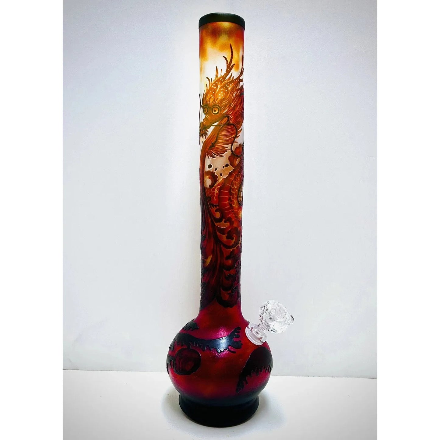 WP - 18" Soft Glass Sandblasted - Firestorm Dragon [ G116 ] +