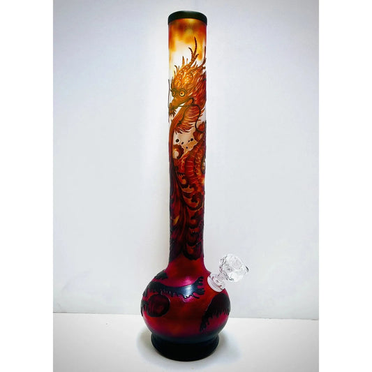 WP - 18" Soft Glass Sandblasted - Firestorm Dragon [ G116 ] +