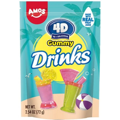 Amos - 4D Fruit Gummy Drinks Candy - 3oz - 12ct