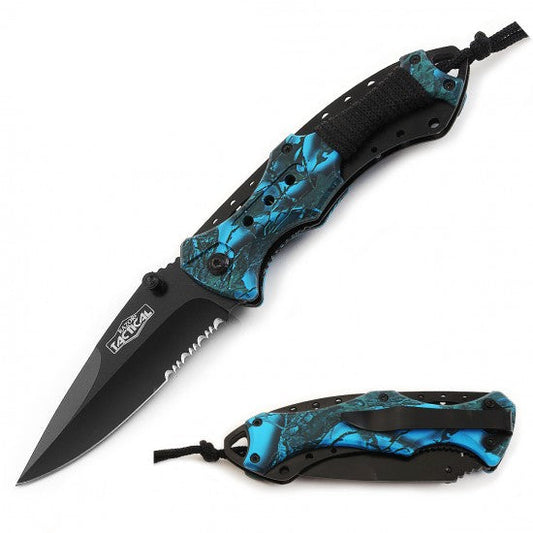 Razor Tactical - Blue Snakeskin 4.5" Premium Flip Knife