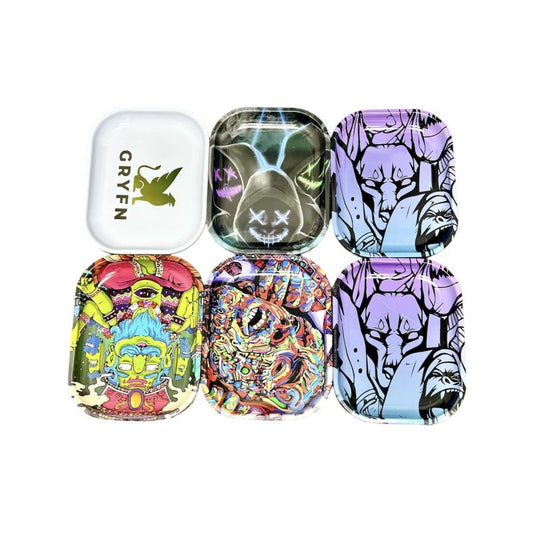 IDGAF Rolling Trays - Metal w/ Lid - Small B - 12ct [ STL400 ]
