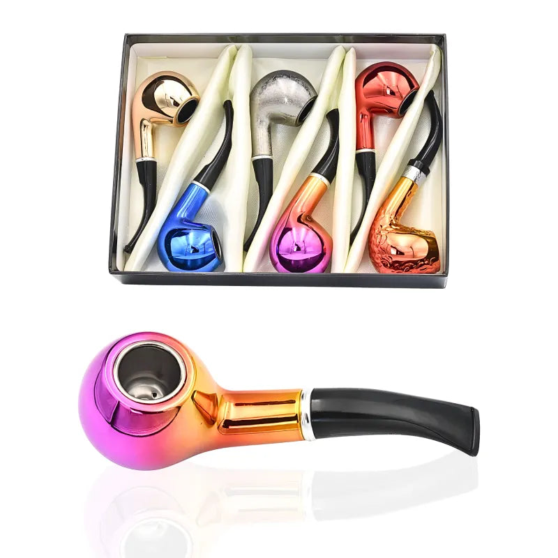IDGAF Rainbow Finish Sherlock Hand Pipes - 6ct