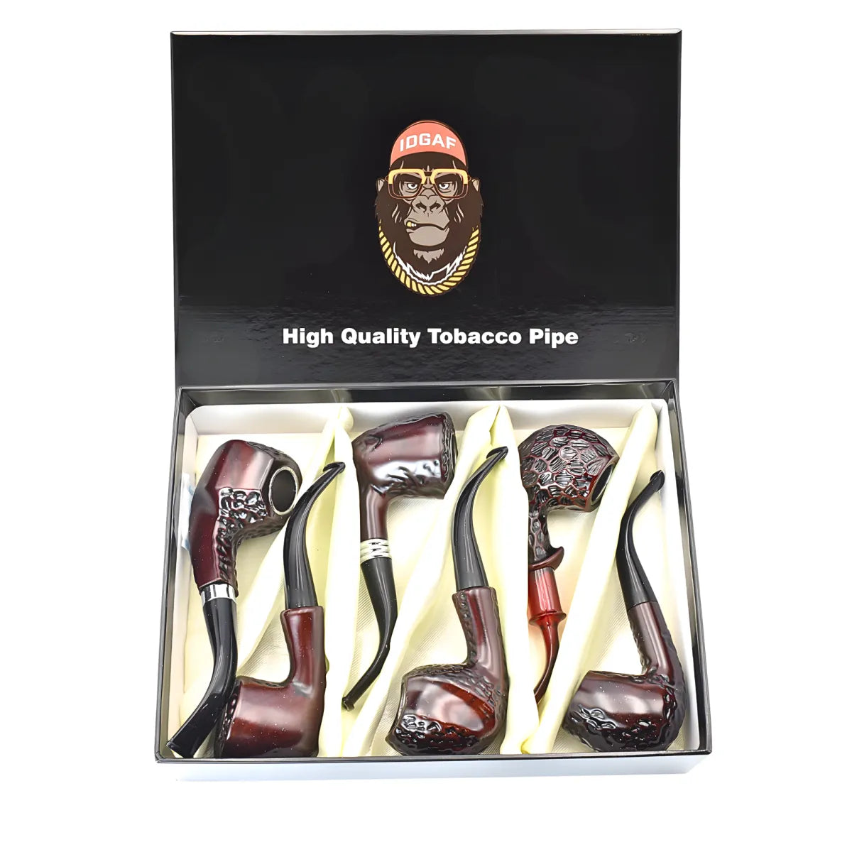 IDGAF Classic Wooden Sherlock Hand Pipe - 6ct