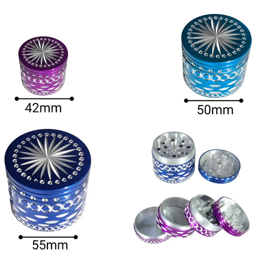Grinder - 4pc - Star Engraved - Assorted Sizes